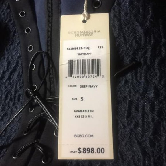 BCBG MAXAZRIA RUNWAY KAYDAN DRESS DEEP NAVY $898 - Picture 2 of 9